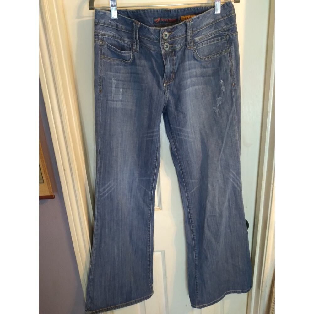 Chip & Pepper Humboot Cut Denim Jeans Blue Flared Legs Sz 13